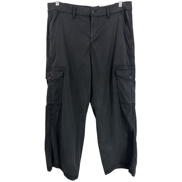 NWT American Eagle Dreamy Drape Stretch Cargo Pants Black Sz 10 Short Wide Leg - Picture 2 of 9